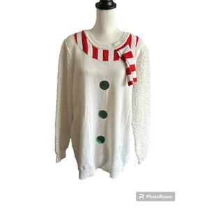 No Comment NY-LA White Snowman Sweater XL